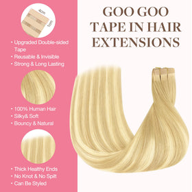 GOO GOO Tape in Hair Extensions packaging with 40pcs