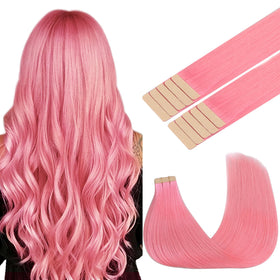 GOO GOO Tape in Hair Extensions Peach Pink front view