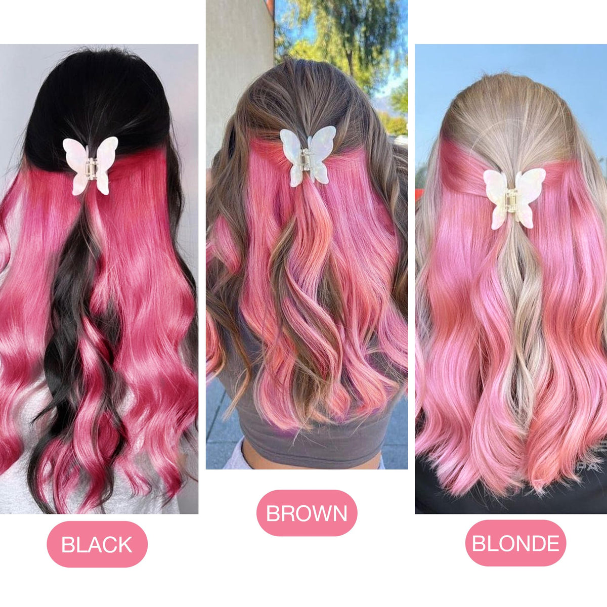 GOO GOO Tape in Hair Extensions Peach Pink showing texture