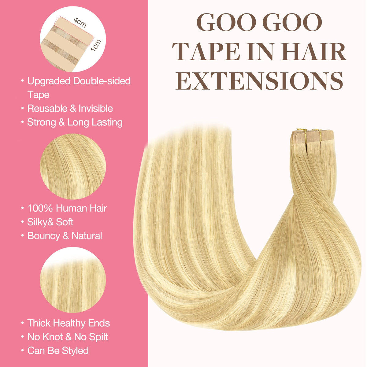 GOO GOO Tape in Hair Extensions Pearl Ash Blonde packaging