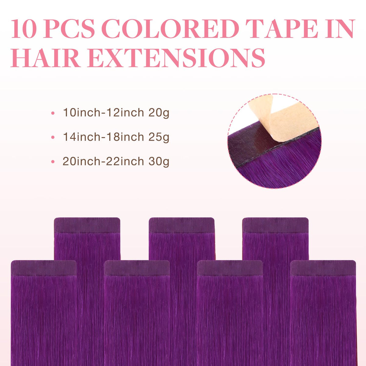 GOO GOO Tape in Hair Extensions Purple 12inch close-up