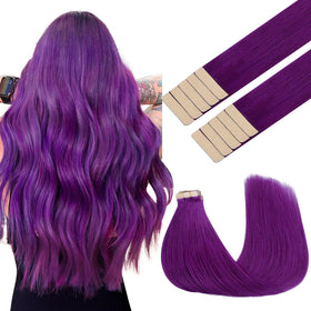 GOO GOO Tape in Hair Extensions Purple 18inch front view