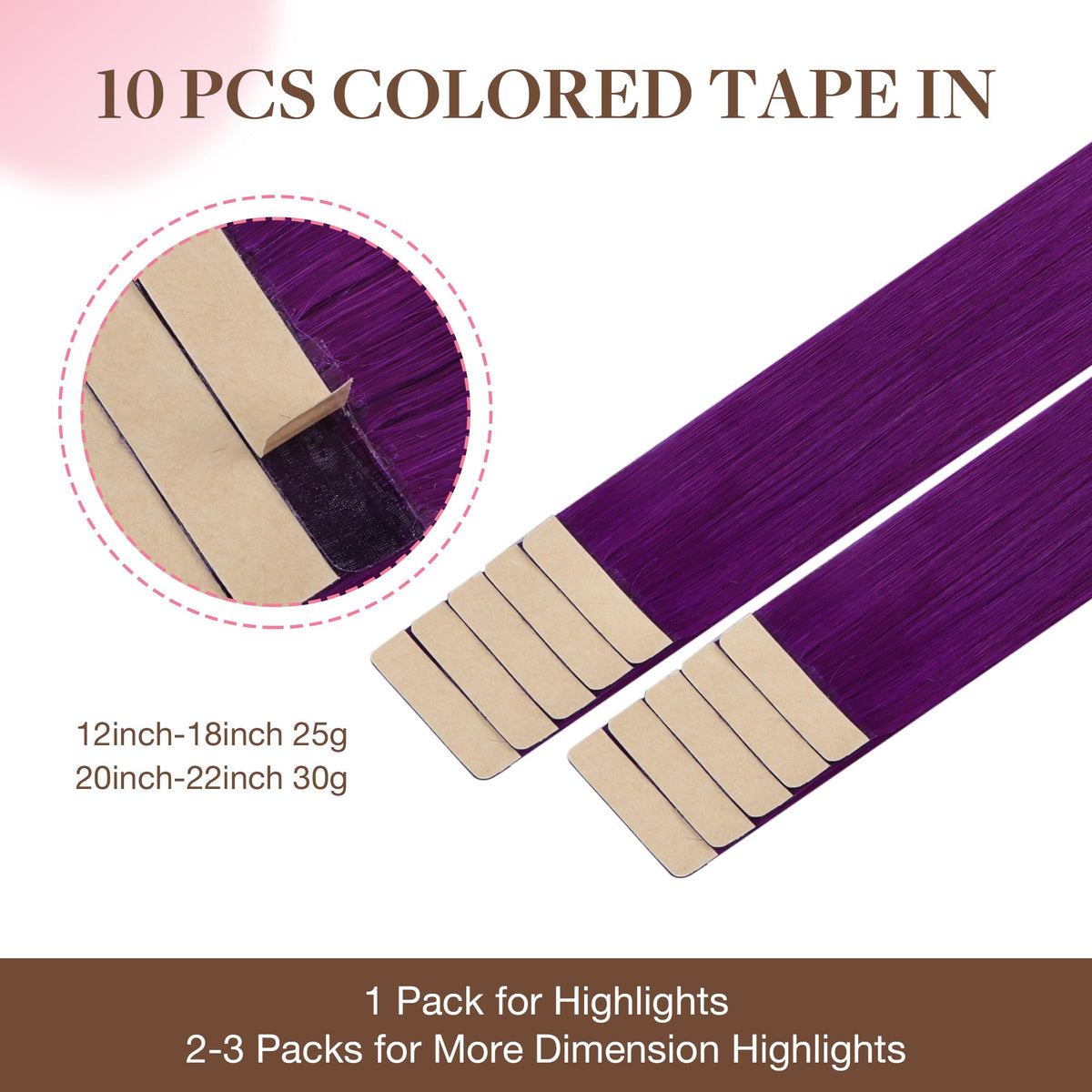 GOO GOO Tape in Hair Extensions Purple close-up of tape