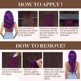 GOO GOO Tape in Hair Extensions Purple showing texture