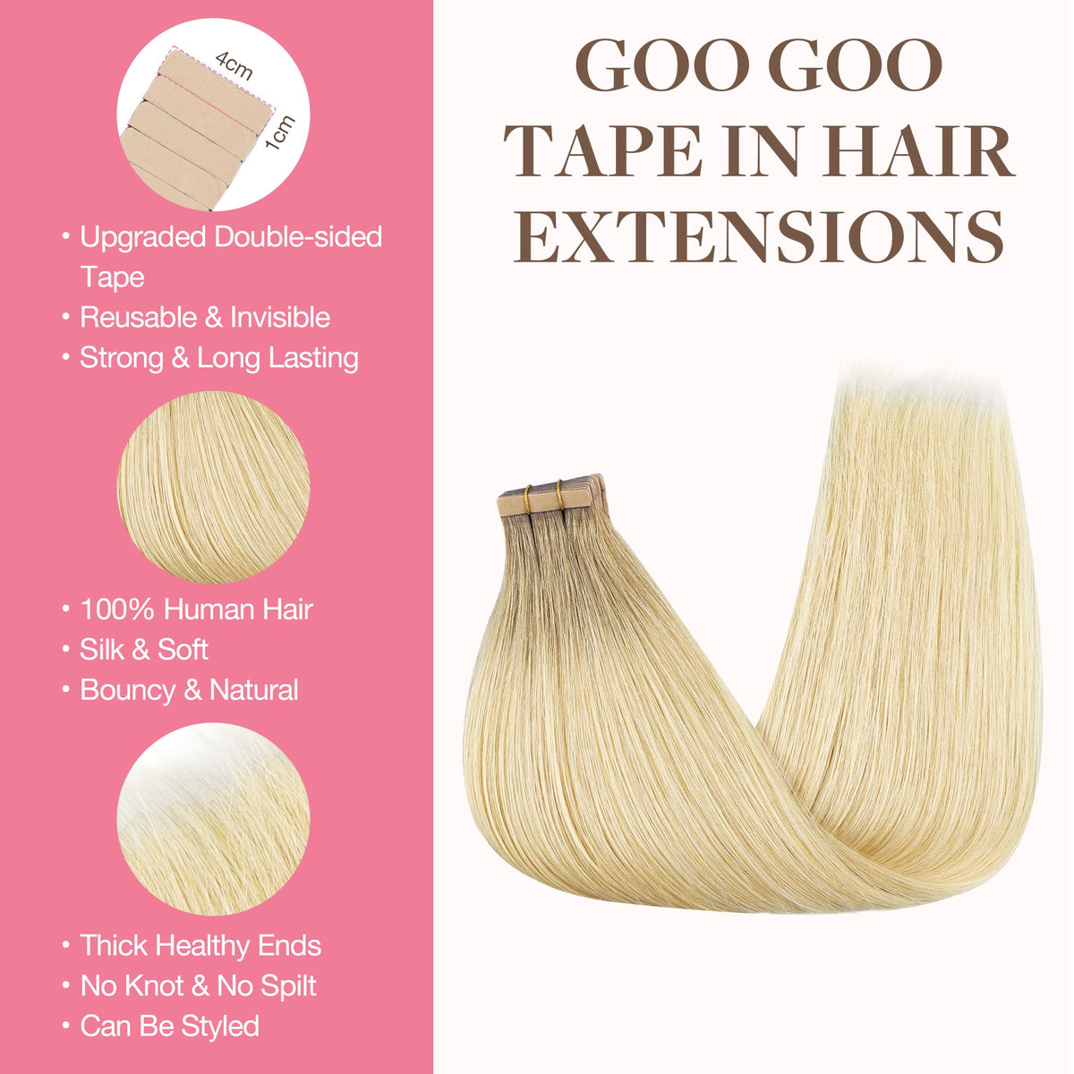 GOO GOO Tape in Hair Extensions R7/60F packaging