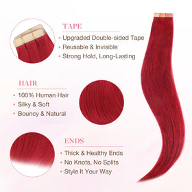 GOO GOO Tape in Hair Extensions Red 10 Inch packaging
