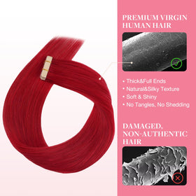 GOO GOO Tape in Hair Extensions Red 10 Inch styled on model