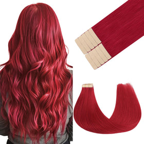 GOO GOO Tape in Hair Extensions Red 12inch front view
