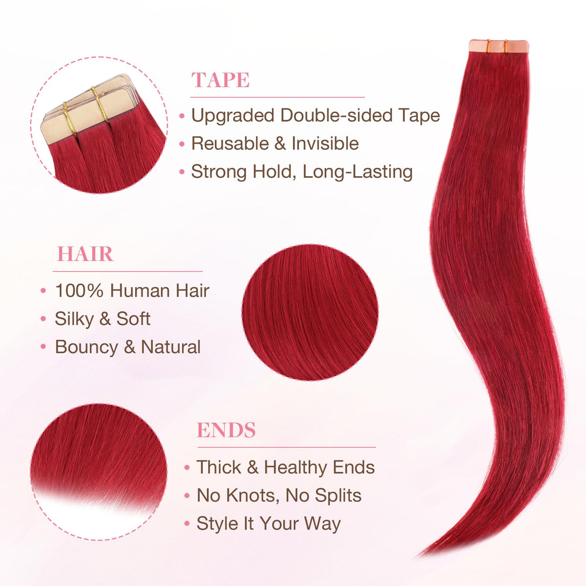 GOO GOO Tape in Hair Extensions Red 16inch packaging