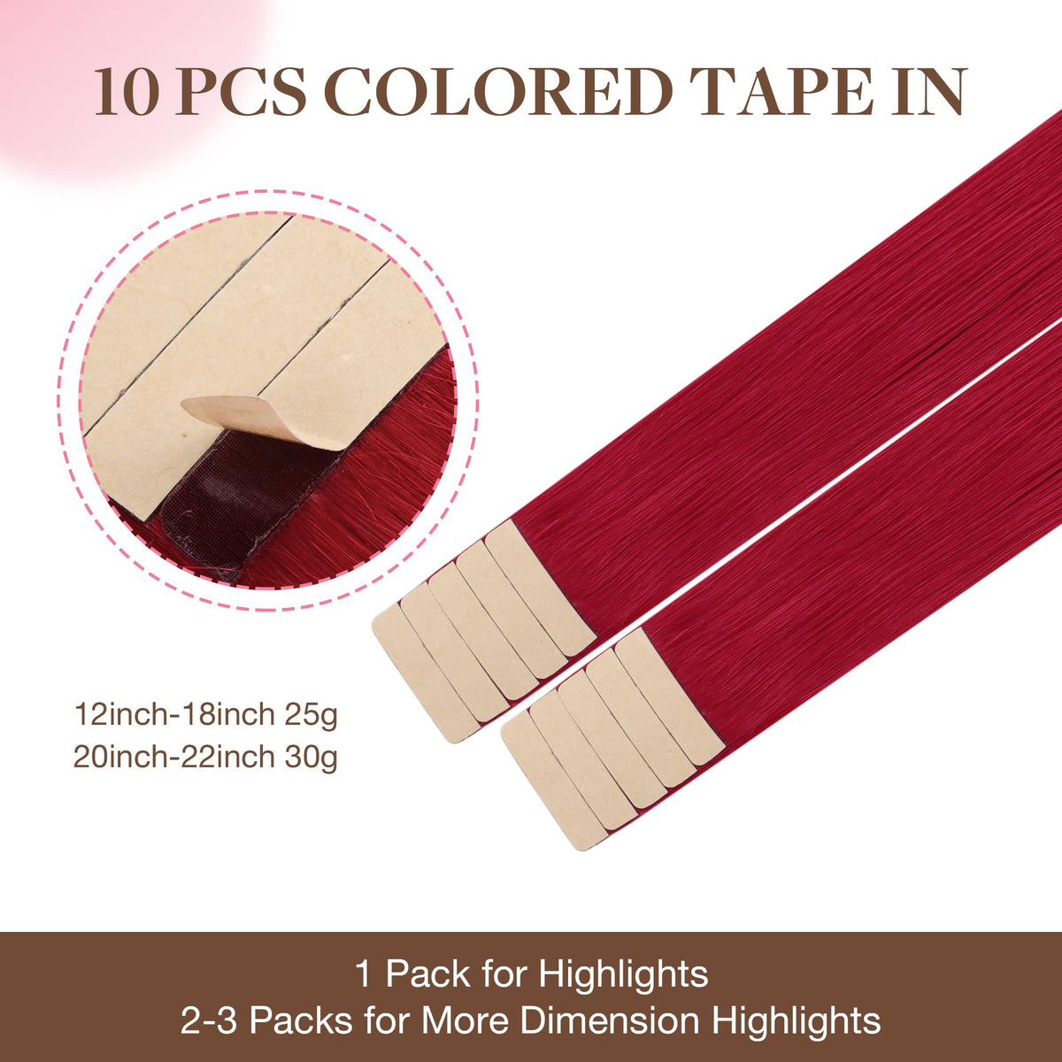 GOO GOO Tape in Hair Extensions Red close-up of tape