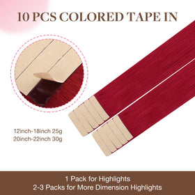 GOO GOO Tape in Hair Extensions Red close-up of tape