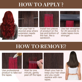GOO GOO Tape in Hair Extensions Red showing length
