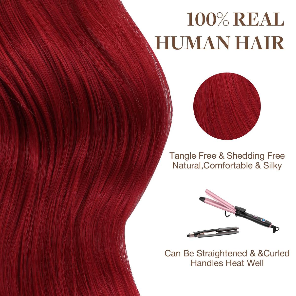 GOO GOO Tape in Hair Extensions Red vibrant colour display