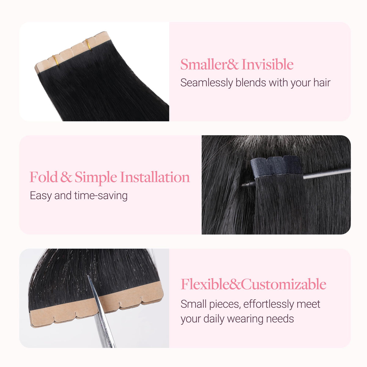 GOO GOO Tape in Hair Extensions showcasing natural blend