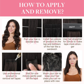 GOO GOO Tape in Hair Extensions showing application process