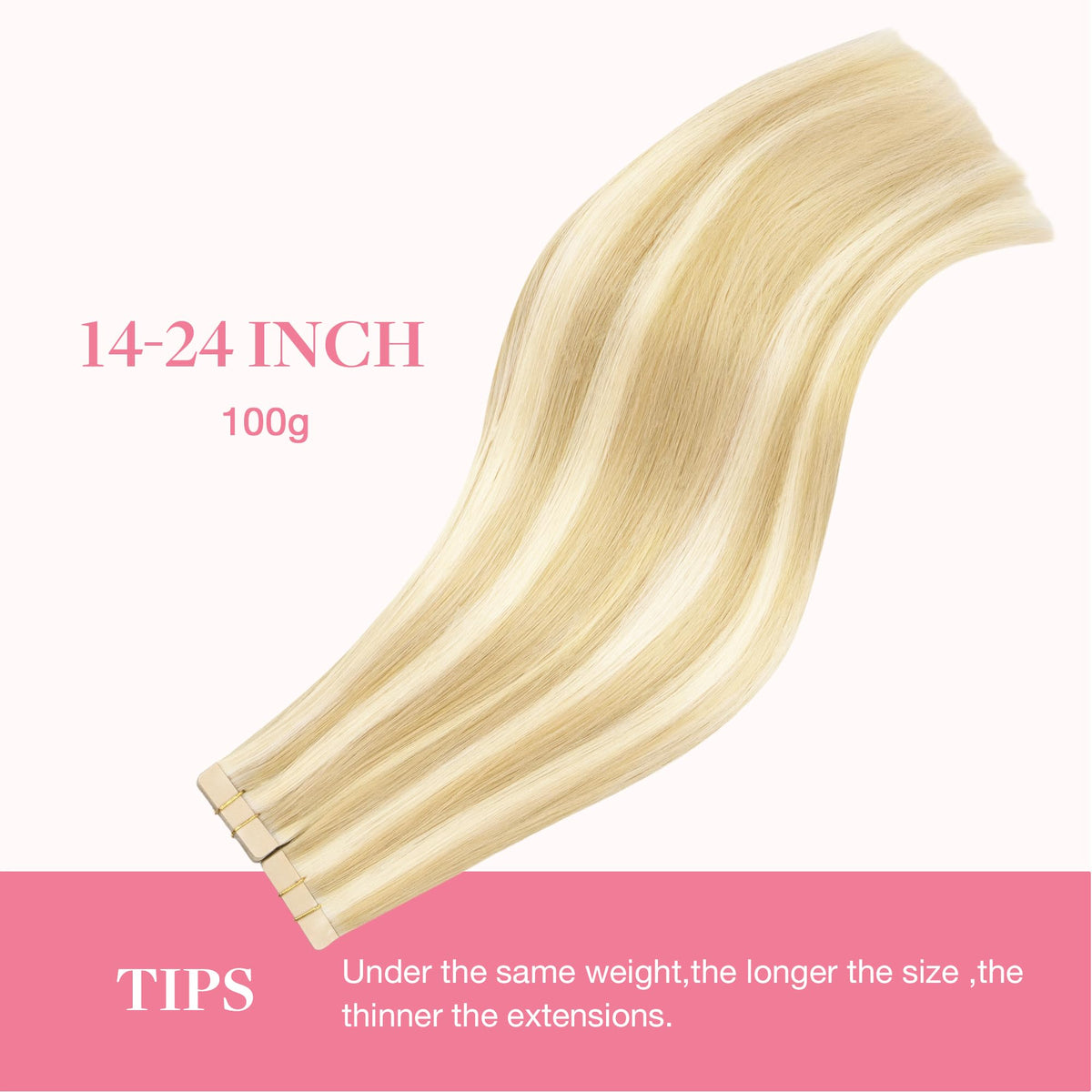 GOO GOO Tape in Hair Extensions showing colour blend