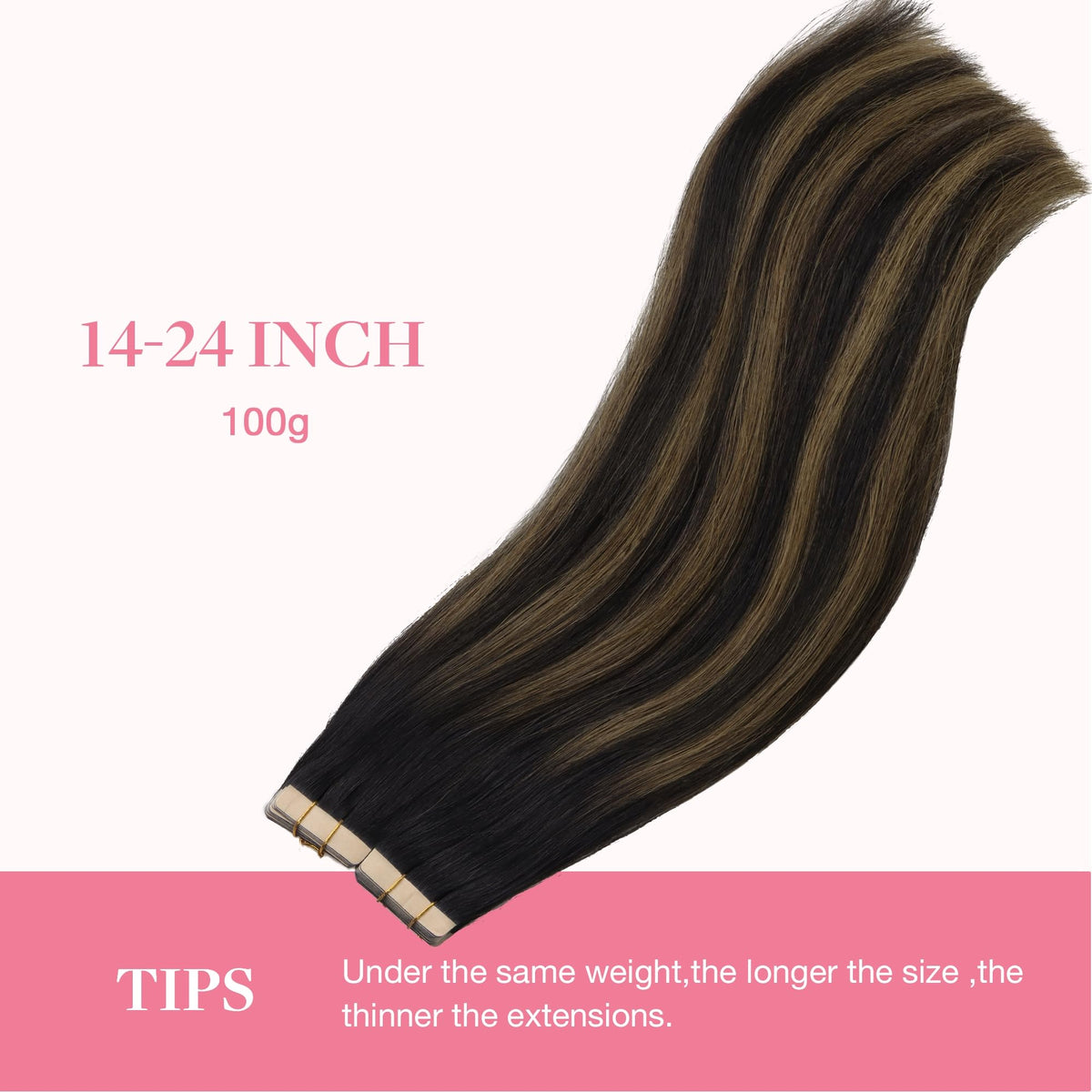 GOO GOO Tape in Hair Extensions showing colour blend
