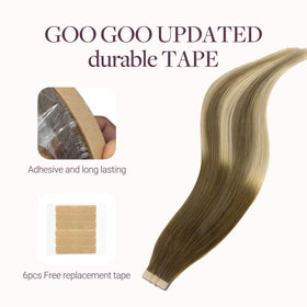 GOO GOO Tape in Hair Extensions showing colour gradient