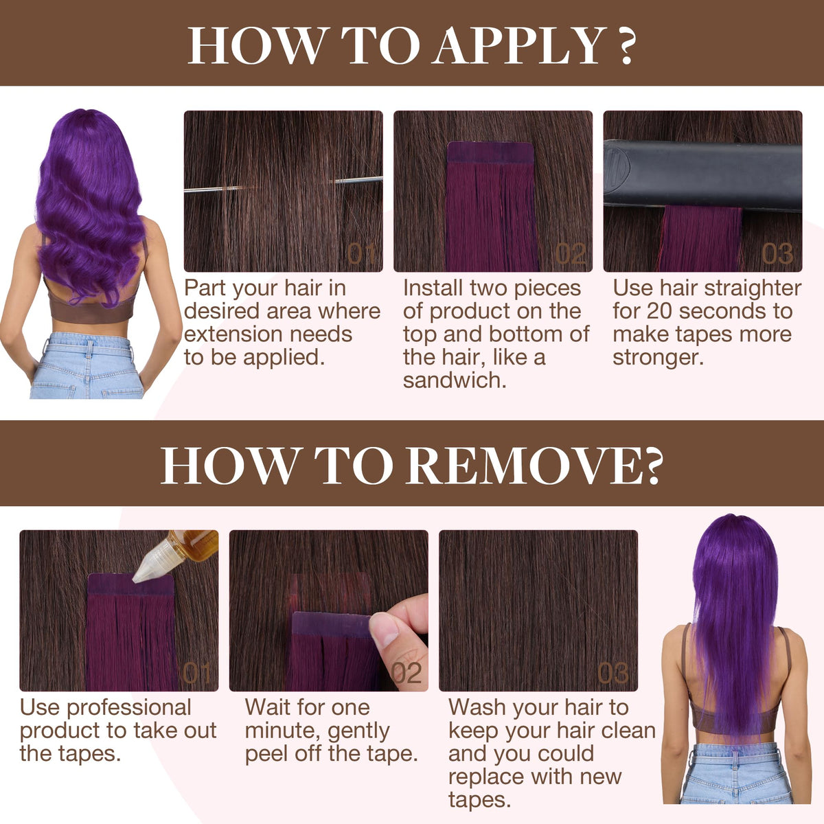 GOO GOO Tape in Hair Extensions showing multiple shades