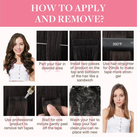 GOO GOO Tape in Hair Extensions showing silky straight texture