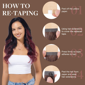 GOO GOO Tape In Hair Extensions showing silky straight texture