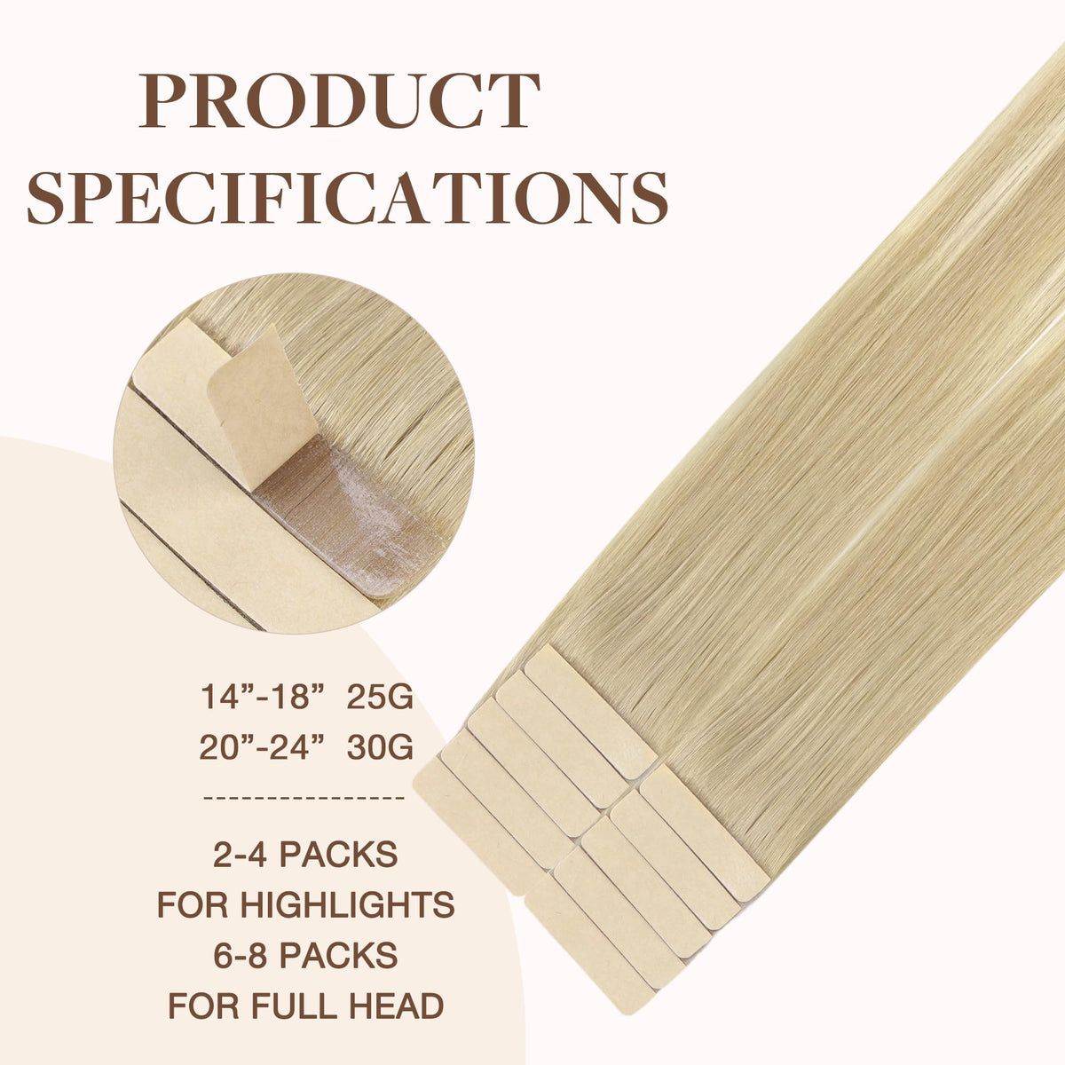 GOO GOO Tape in Hair Extensions showing the silky straight texture