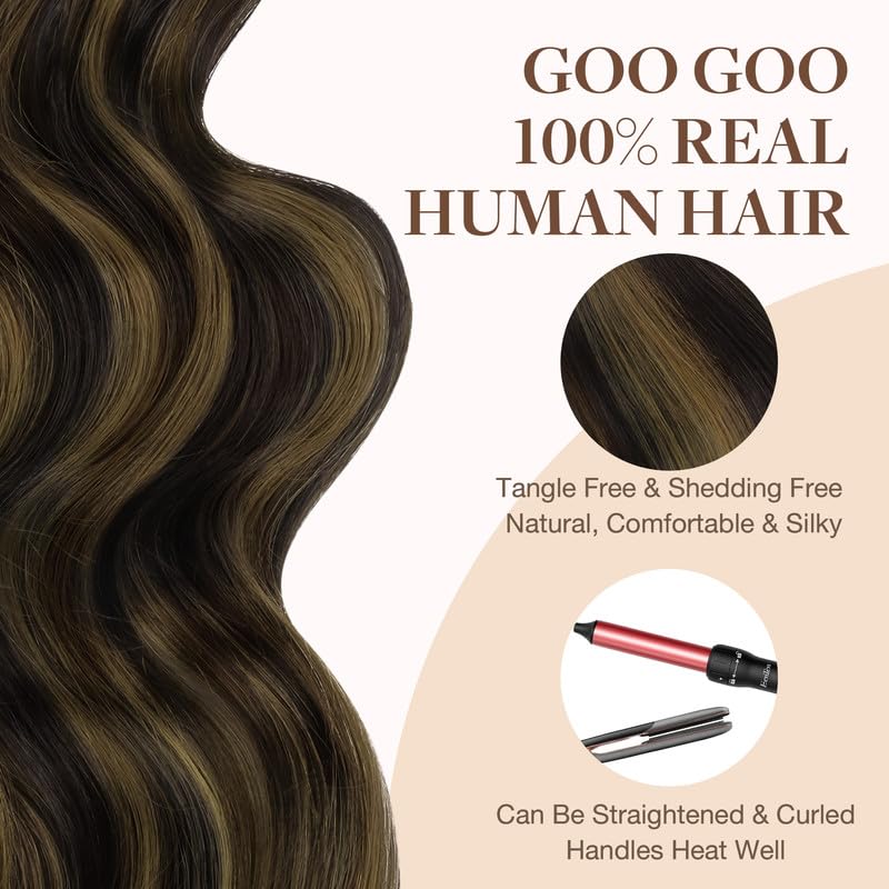 GOO GOO Tape in Hair Extensions showing the silky straight texture