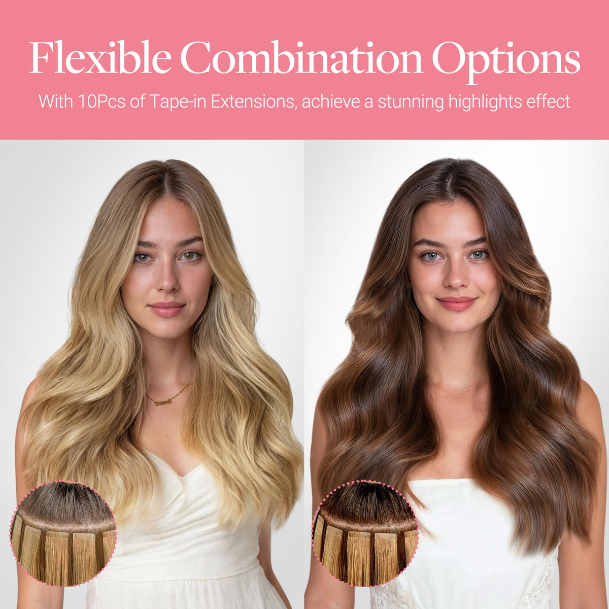 GOO GOO Tape in Hair Extensions showing thickness