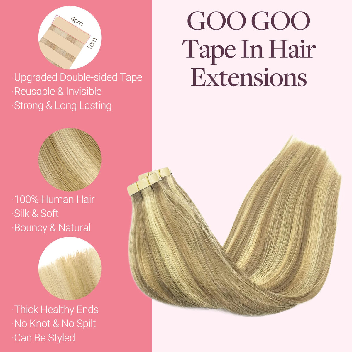 GOO GOO Tape in Hair Extensions shown in a lifestyle setting