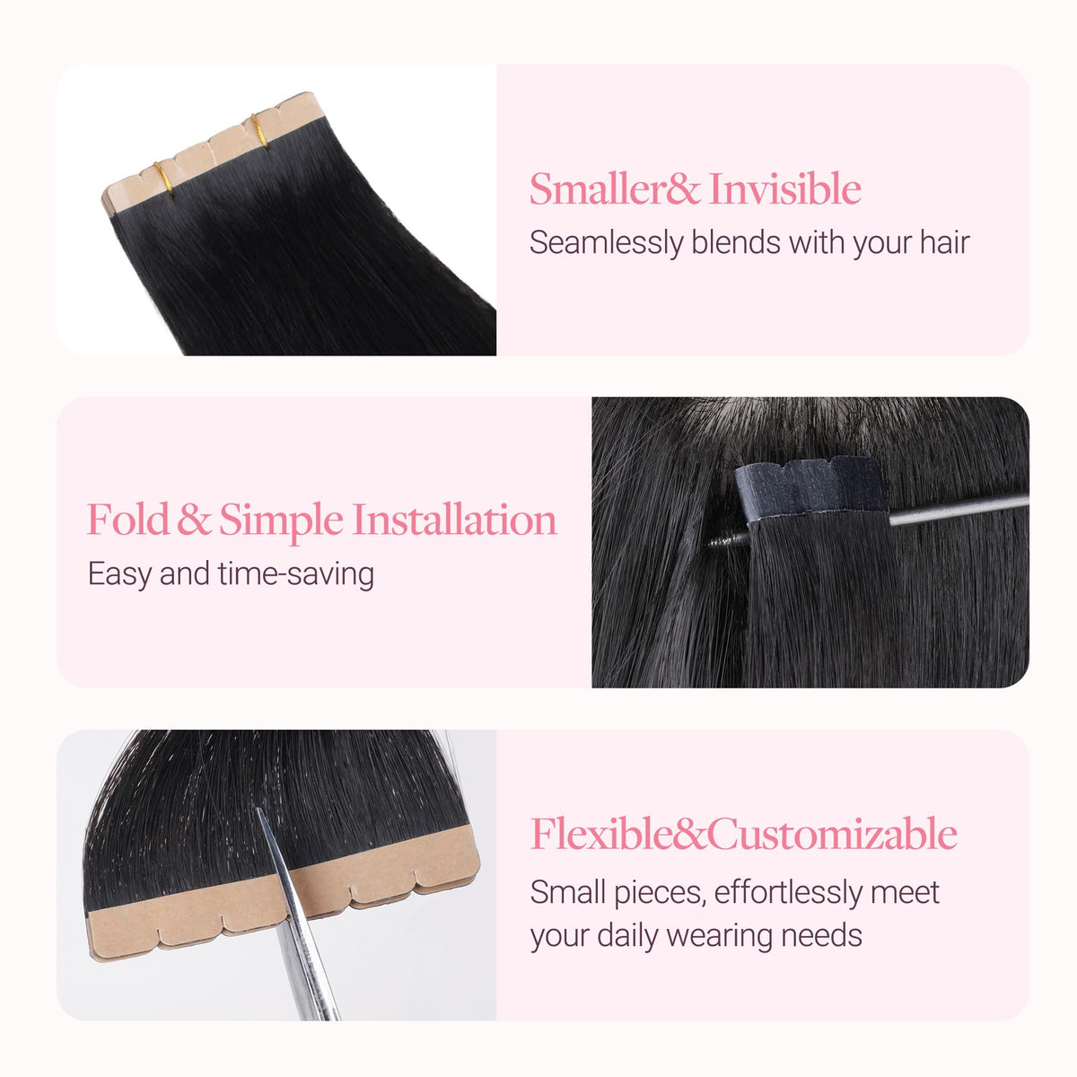GOO GOO Tape in Hair Extensions styled in hair