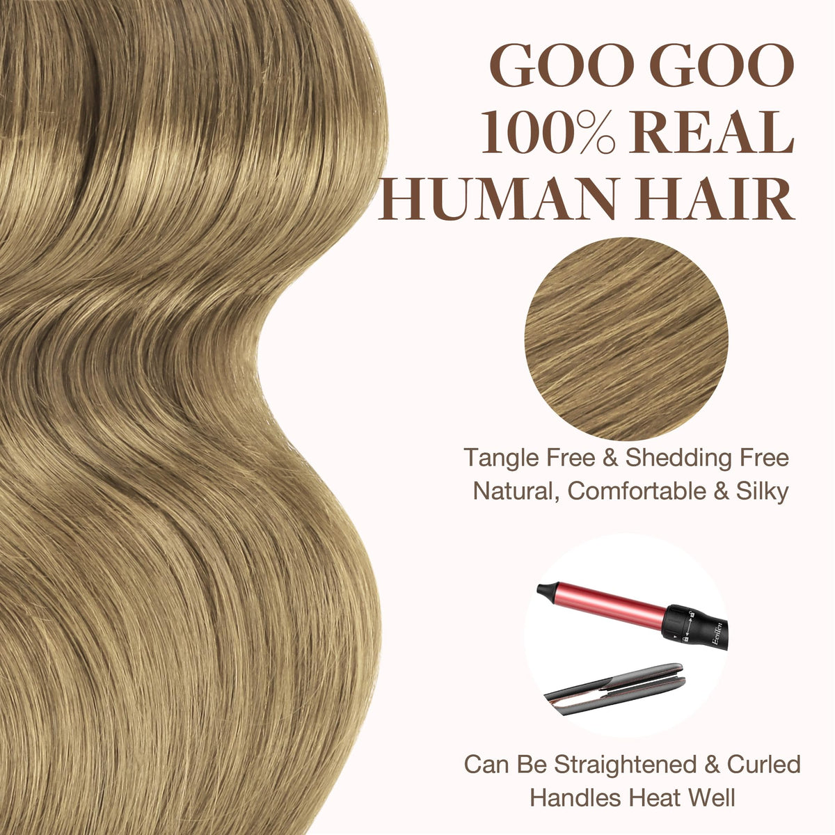 GOO GOO Tape in Hair Extensions styled on a mannequin