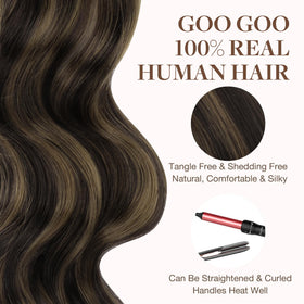 GOO GOO Tape in Hair Extensions styled with curls