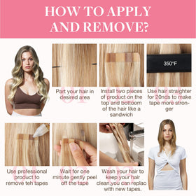 GOO GOO Tape in Hair Extensions styled with heat tools