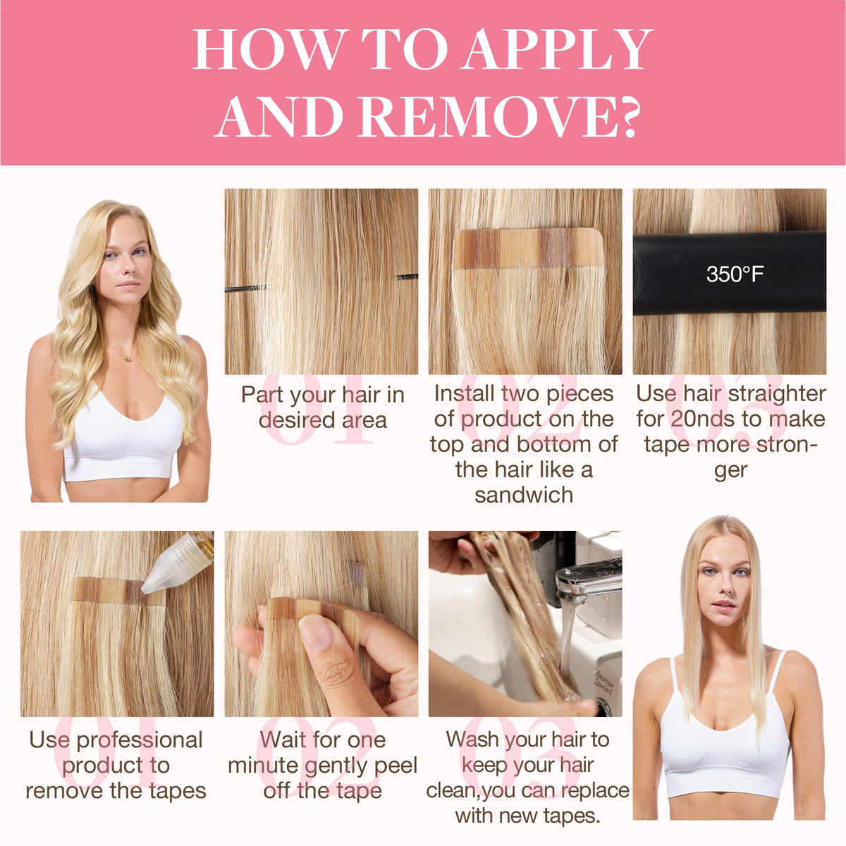 GOO GOO Tape in Hair Extensions texture demonstration