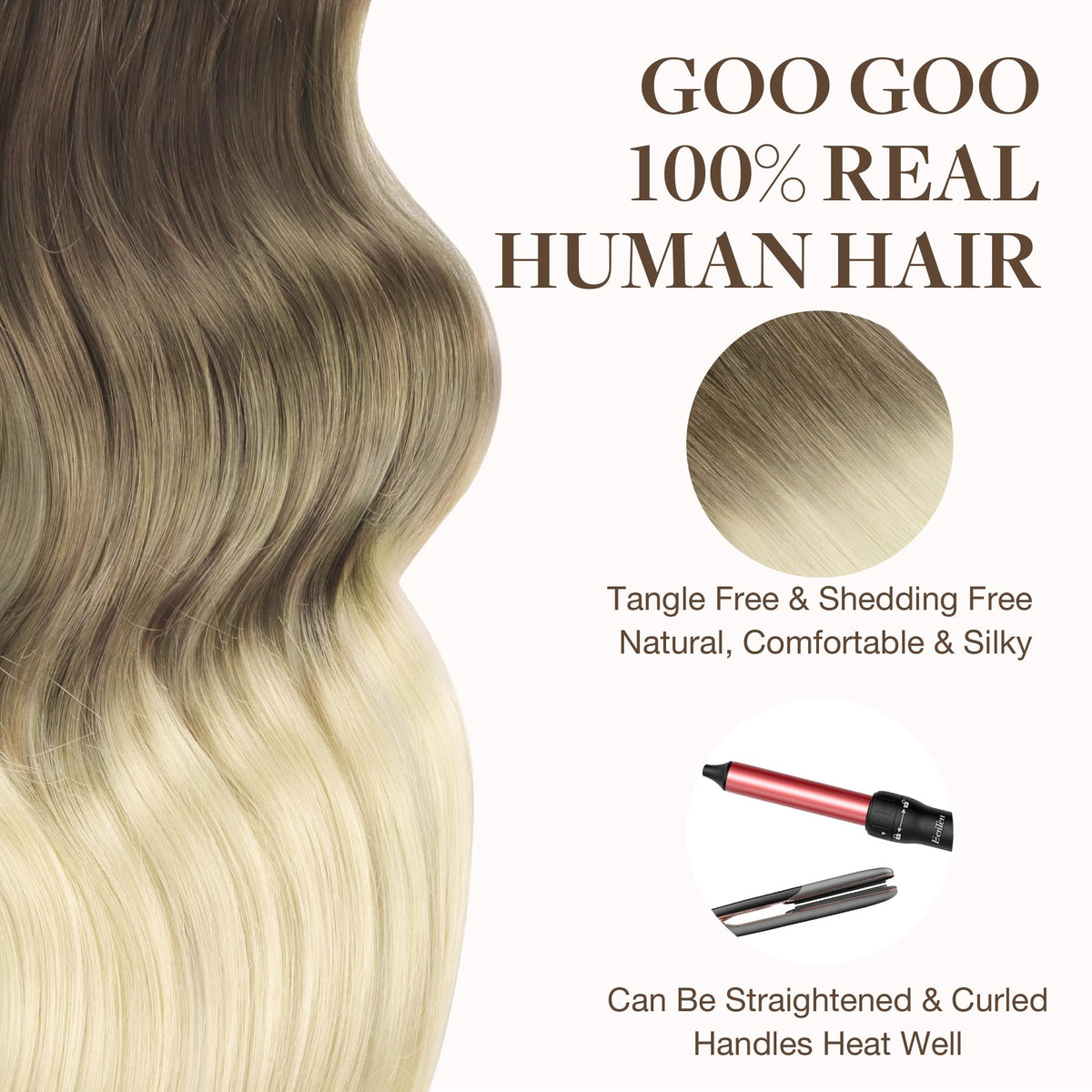GOO GOO Tape in Hair Extensions with a colour match service example