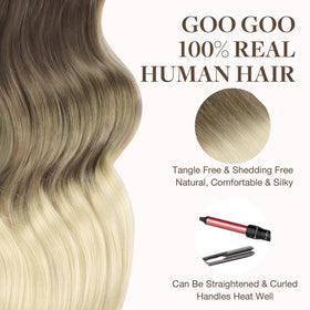 GOO GOO Tape in Hair Extensions with a colour match service example