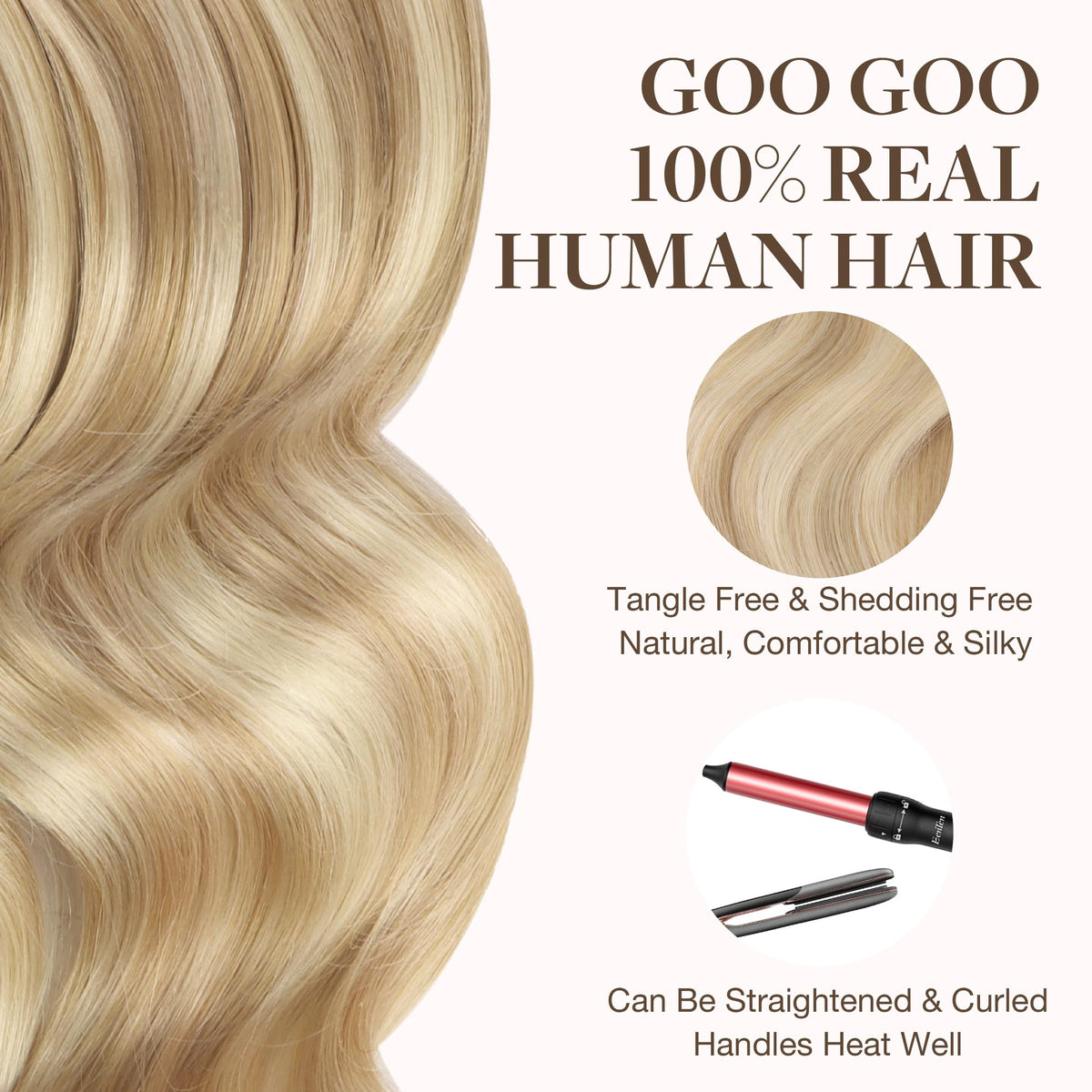 GOO GOO Tape in Hair Extensions with styling tools