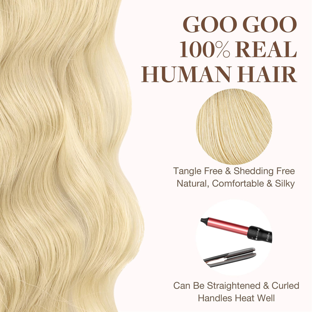 GOO GOO Tape in Hair Extensions with styling tools