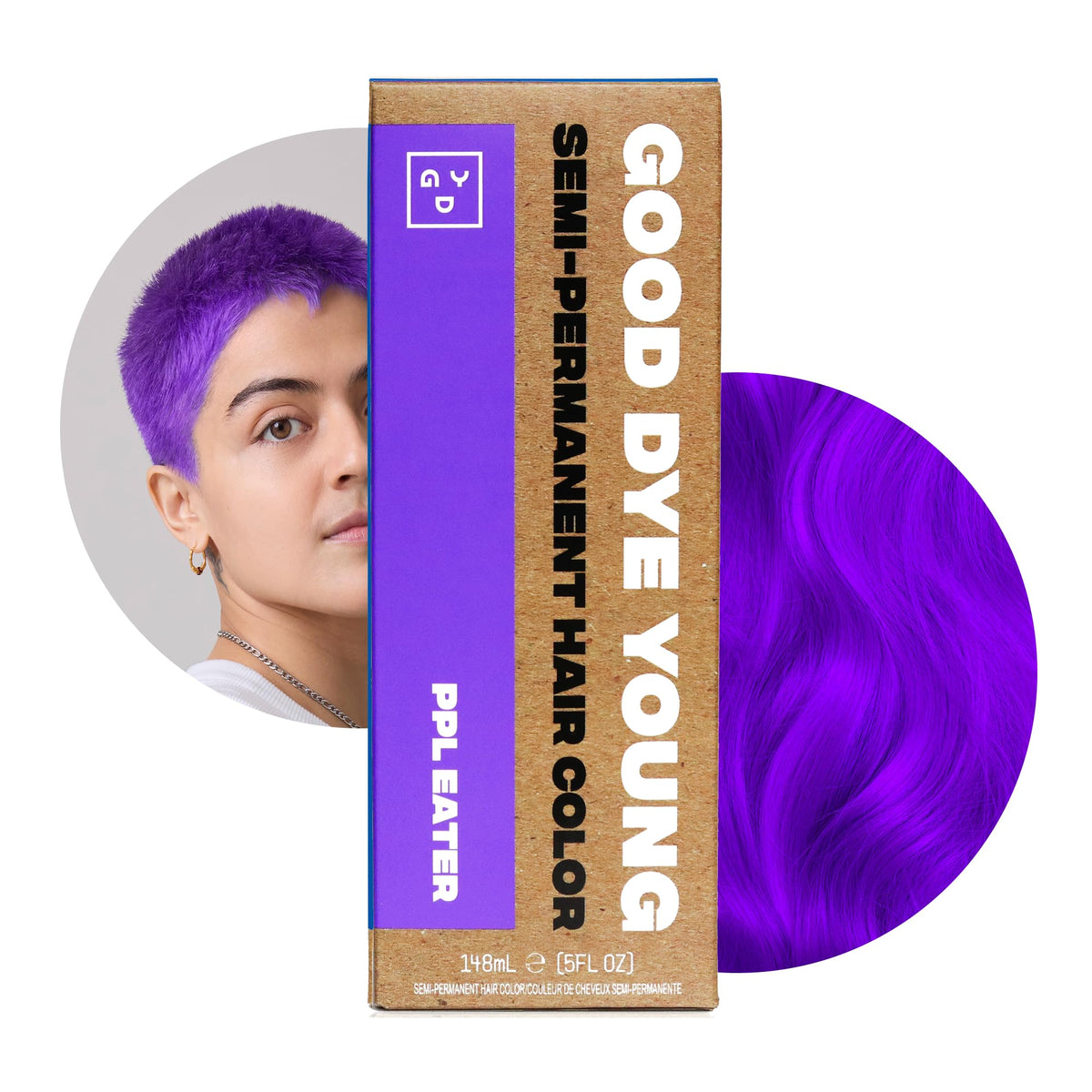 Good Dye Young hair dye packaging with purple design
