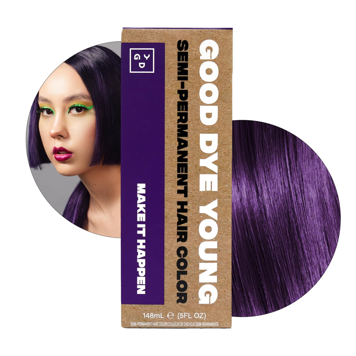 Good Dye Young Semi-Permanent Hair Colour Deep Eggplant Purple front view