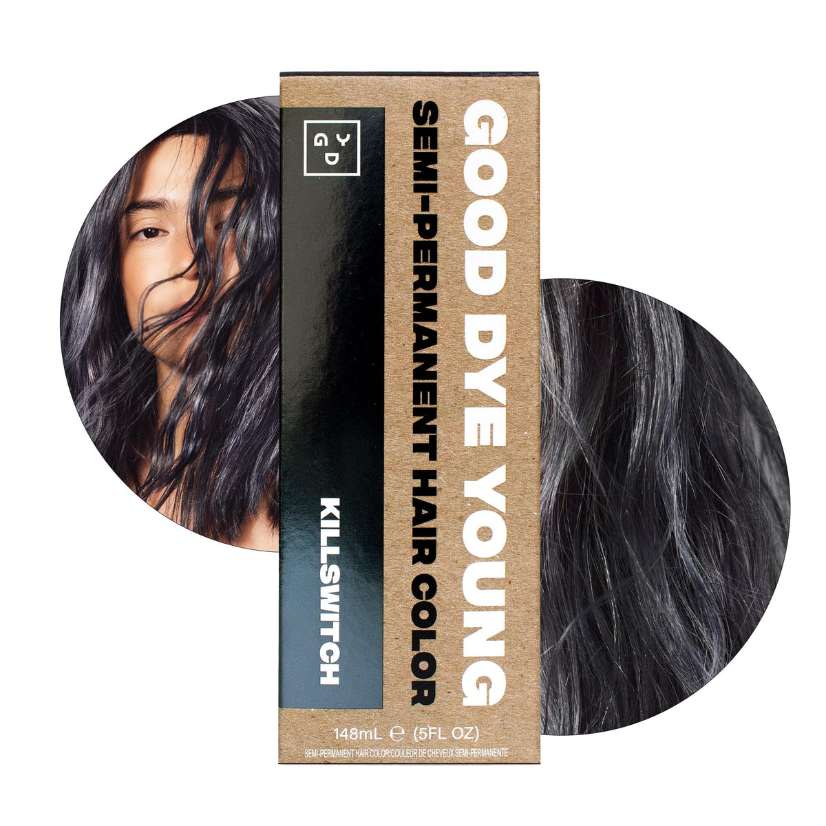 Good Dye Young Semi Permanent Hair Dye Killswitch Deep Dark Gray front view