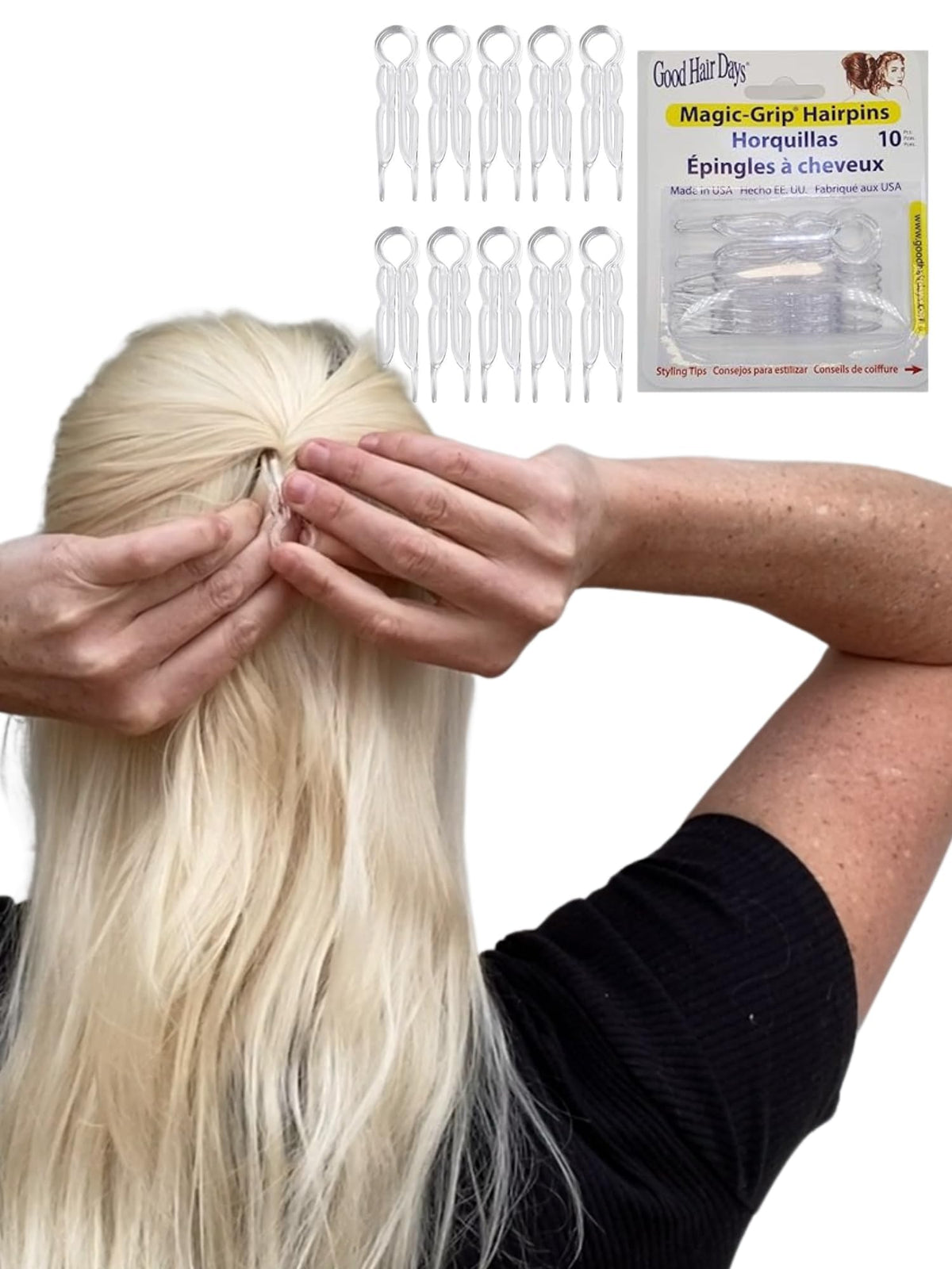 Good Hair Days Magic-Grip Hairpins front view with packaging