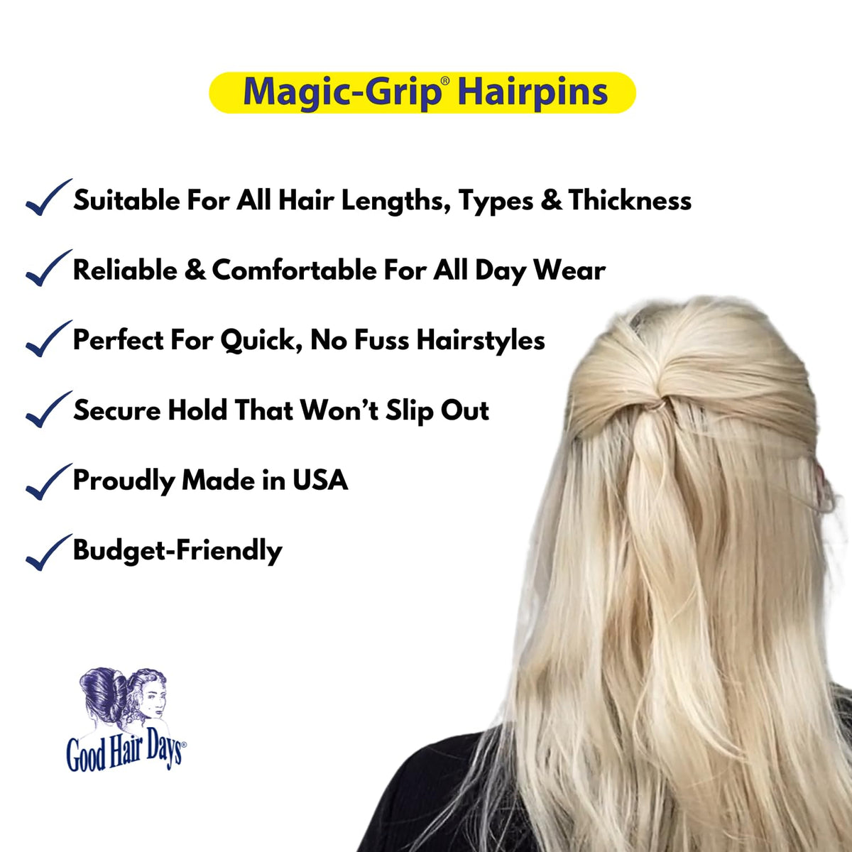 Good Hair Days Magic-Grip Hairpins packaging front view