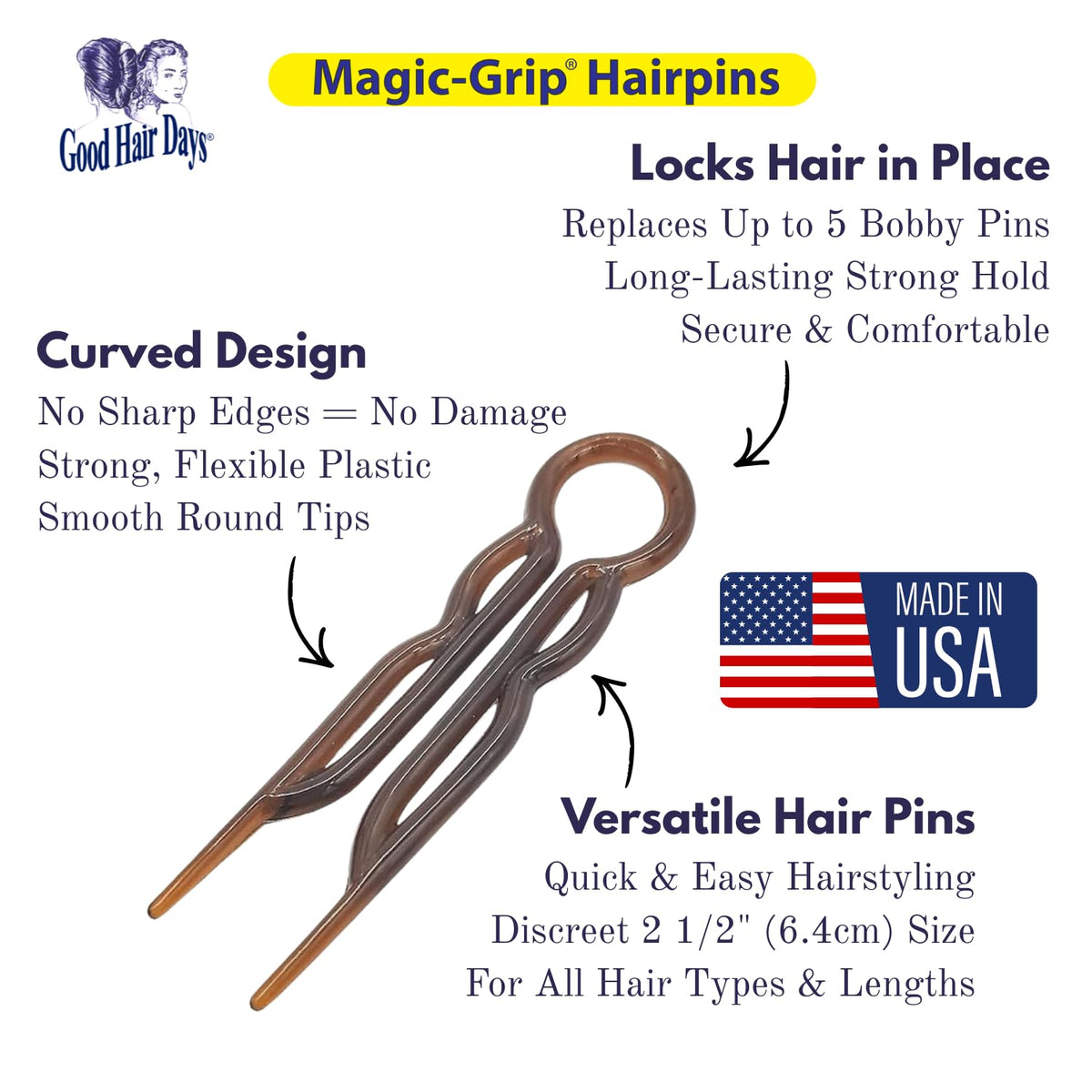 Good Hair Days U-Shaped Hair Pins close-up