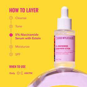 Good Molecules 5% Niacinamide Serum with skincare routine items