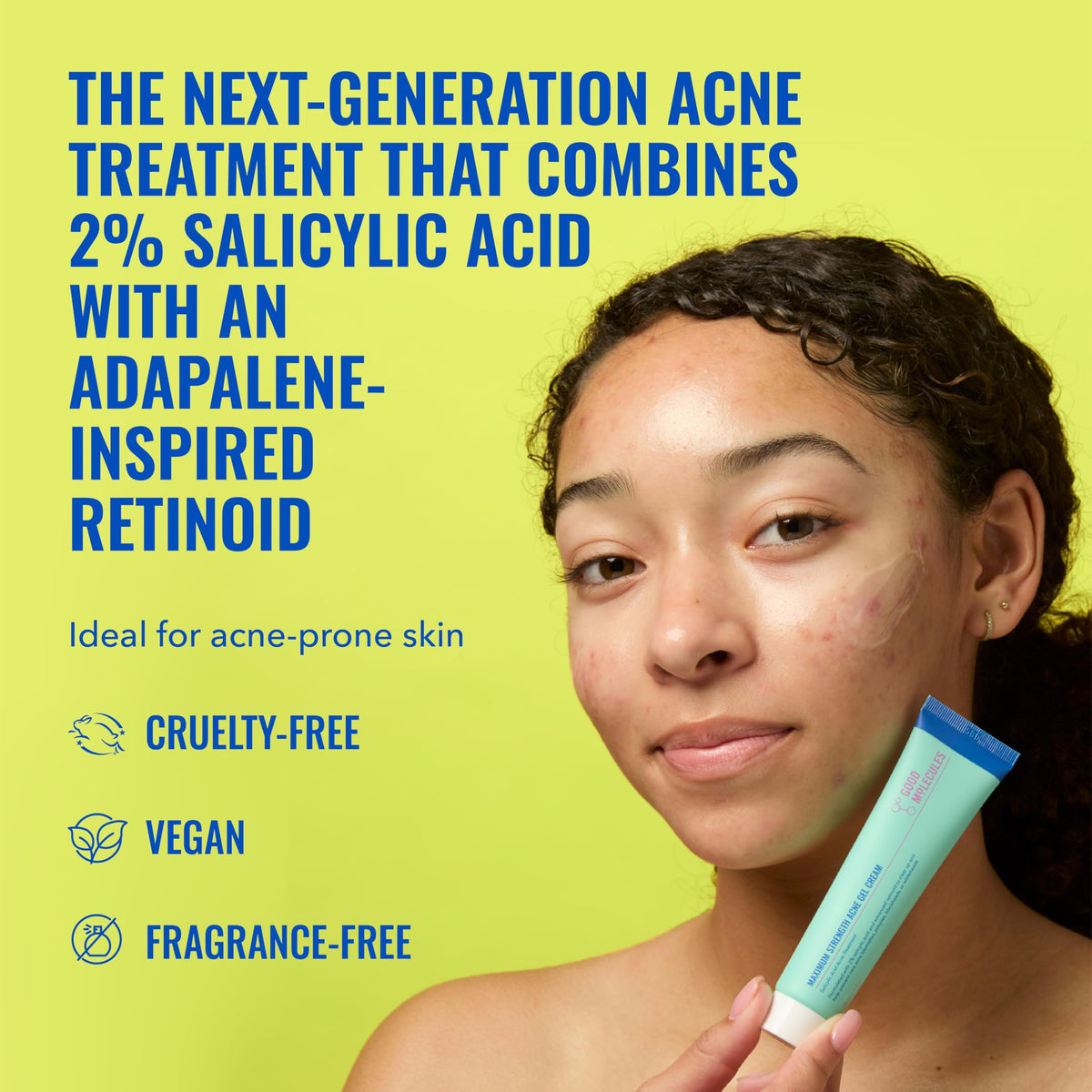 Good Molecules Acne Gel Cream tube with cap off