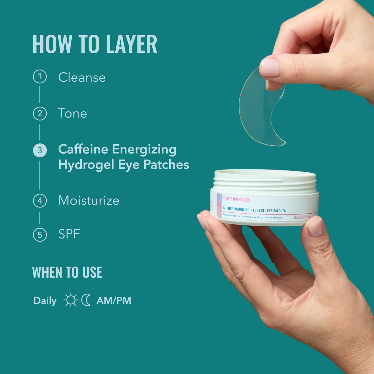 Good Molecules Caffeine Energizing Eye Patches with ingredients