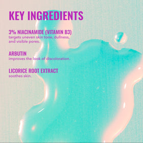 Good Molecules Niacinamide Brightening Toner in use on a bathroom counter