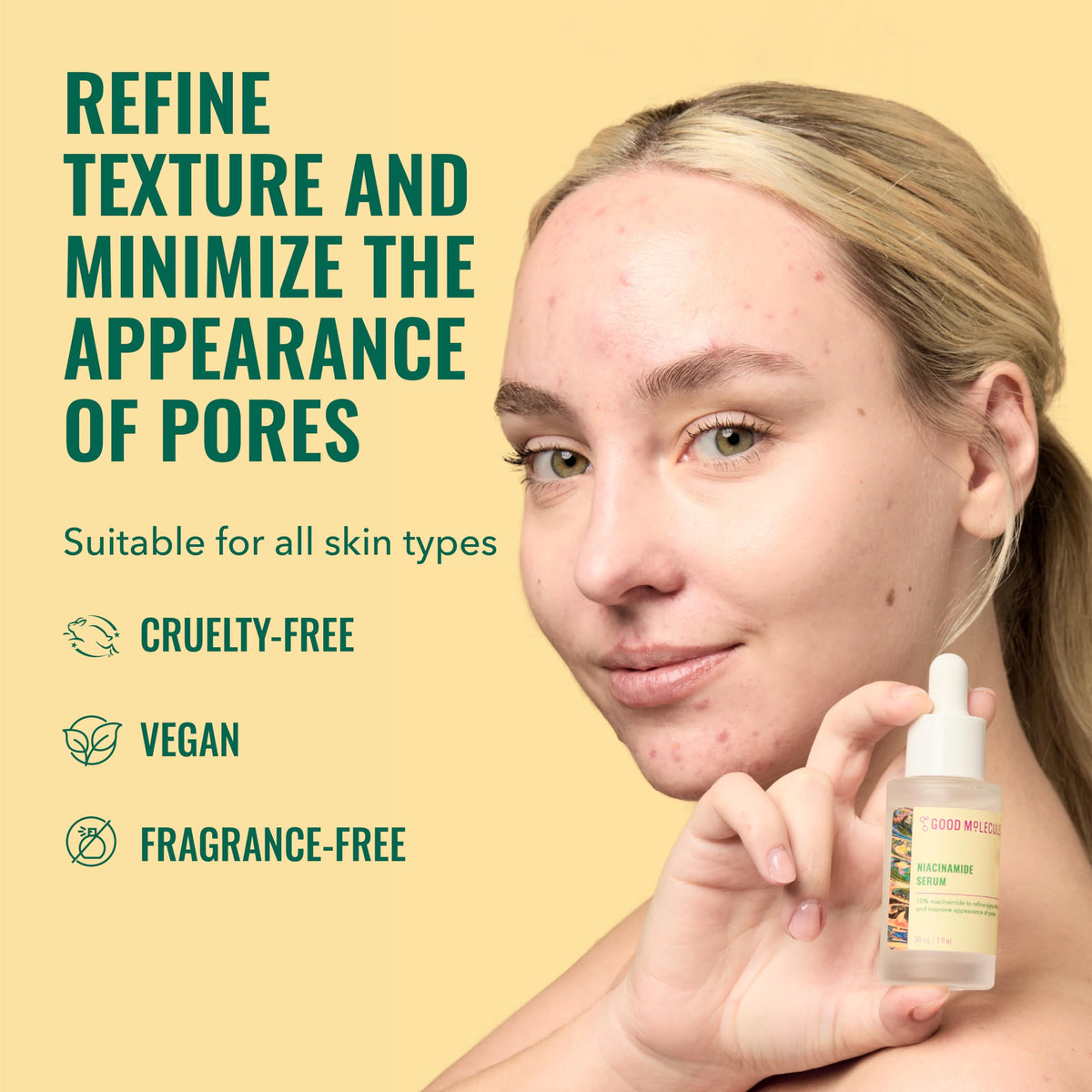 Good Molecules Niacinamide Serum Pack 2 back view showing ingredients