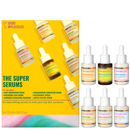 Good Molecules Super Serums Discovery Set front view with six mini serums